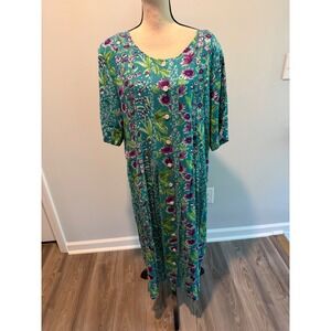 Vermont Country Store Delightful Garden Button Front Midi Dress Plus sz 2X NWOT